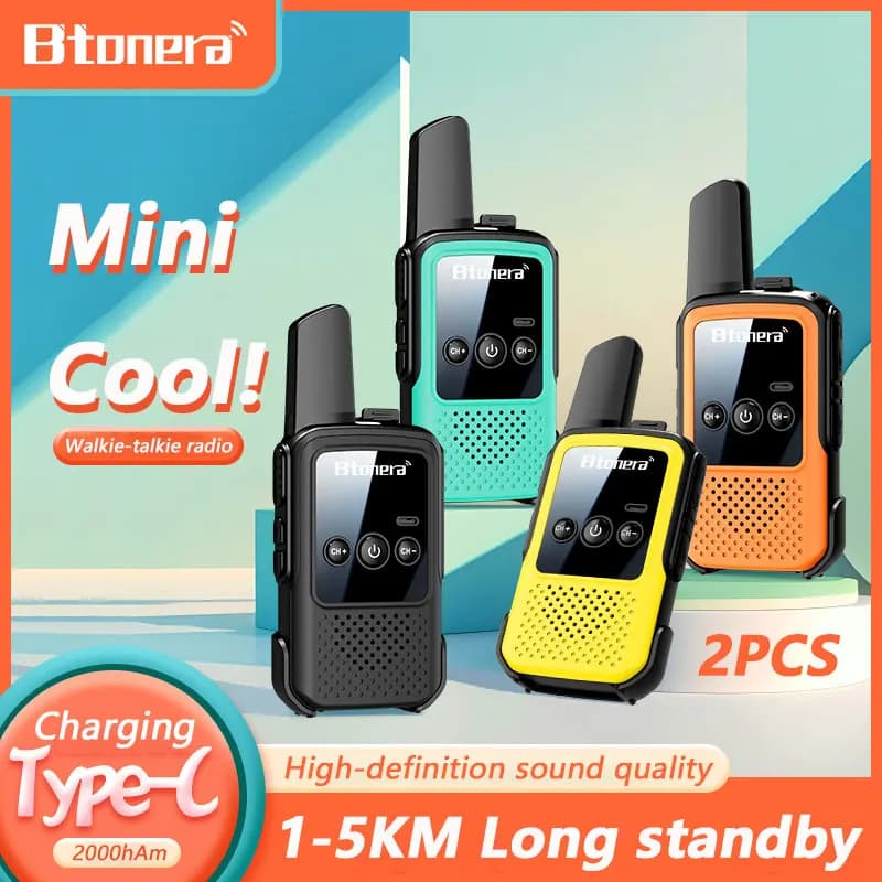 BTONERA BT300 MiniWalkie Talkie Radio bidirezionale 2 PZ Bambini Walkie-talkie PMR/FRS Comunicazione Radio portatile per giocattoli da campeggio