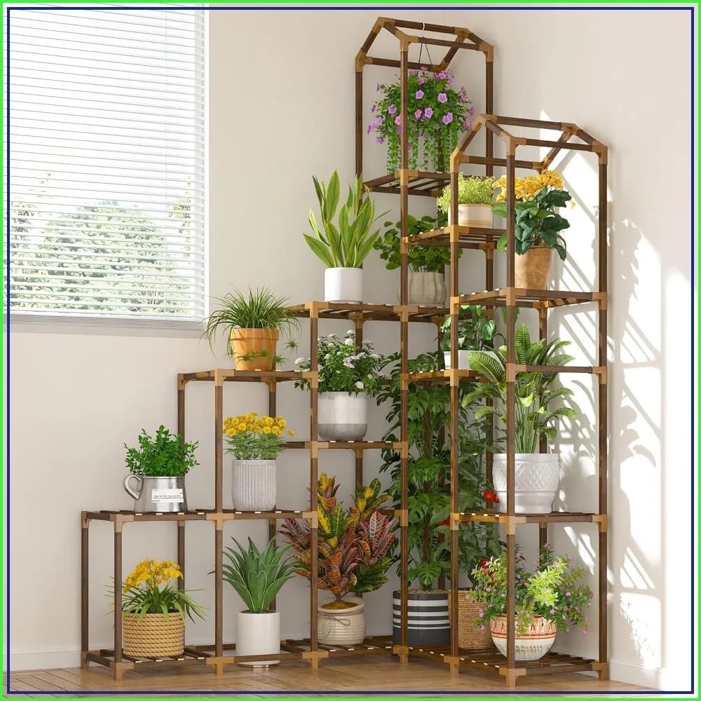 73.6" Tall Plant Stand Indoor Outdoor for 17-23 Pots Corner Tiered Shelf with Hanging Holder for Garden Balcony Patio