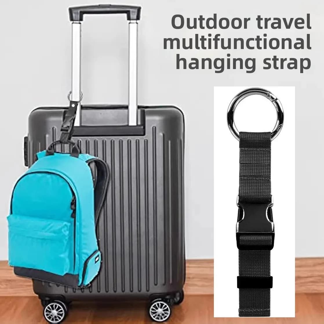 Cinghia regolabile in nylon per appendere borse, con fibbia a sgancio rapido, per zaini da viaggio e valigie, 1 pezzo