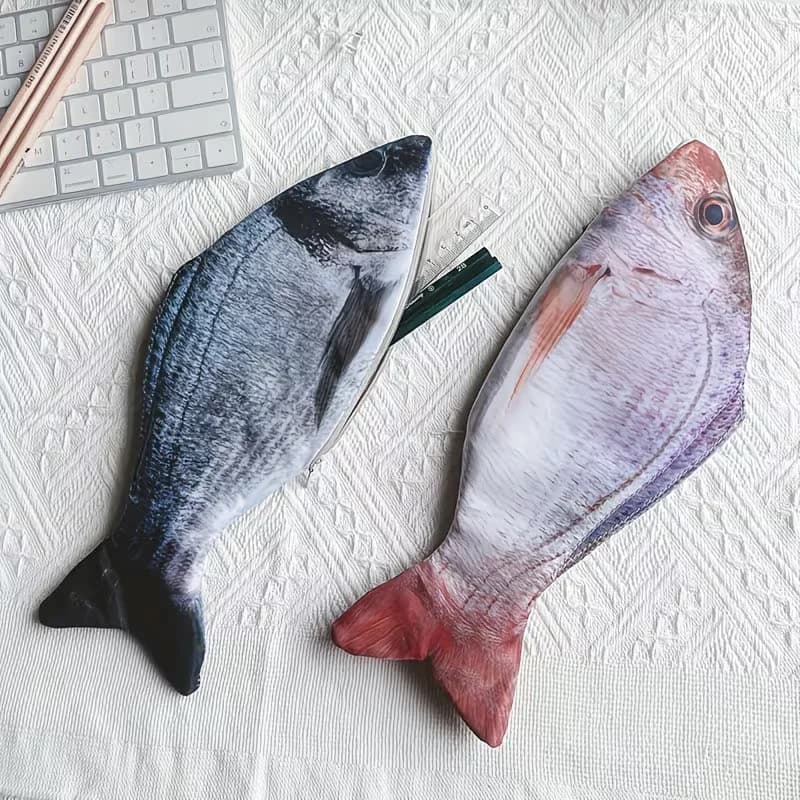Creative and cute salted fish pen case, stationery box, simple and niche, pencil case, portable and fun simulated fish pen case