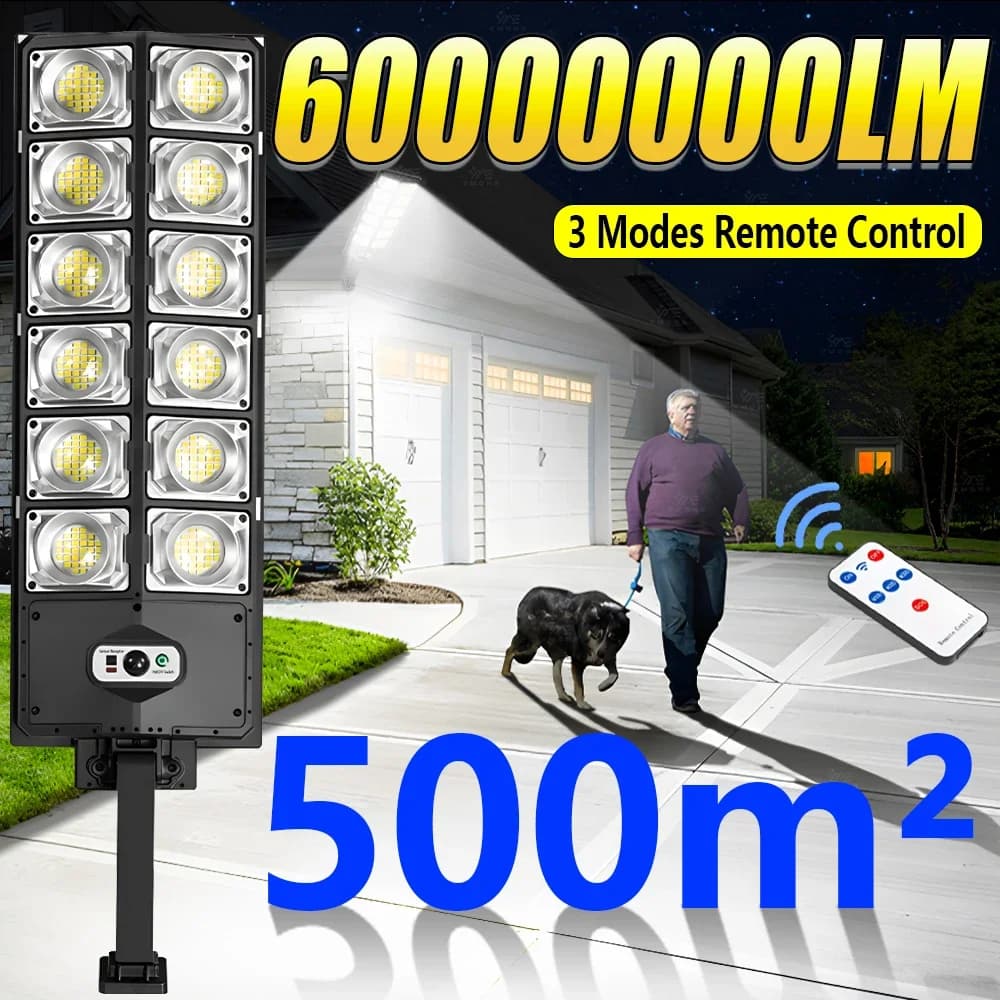 60000000LM New Solar Led Light Outdoor Lighting Garden Lights Big Solar Panel Lamps IPX65 Waterproof Motion Sensor Street Light