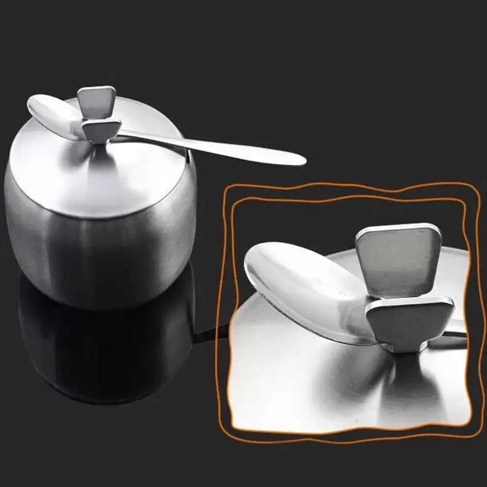 Stainless Steel Seasoning Jar with Lifting Handle 8.5cm Multipurpose Food-Grade Storage Container for Salt Pepper Sugar Chili