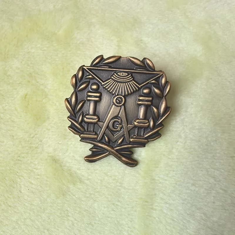 Massonico Lodge Corona Doppia Colonna Spilla Massoneria Quadrato e Bussola G Free Masons Spilla Distintivo Fellow Gifts