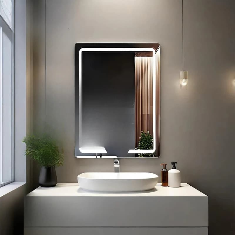 Specchio da bagno Touch Control Antiappannamento Meteo Musica Video Diodo luminescente Decorazione da parete Benessere Hotel Bagno
