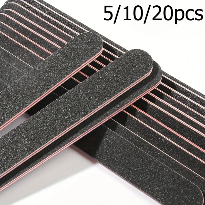5/10/20 pezzi set di lime per unghie fronte-retro professionali, strumenti per manicure e levigatura con bordo nero opaco grana 100/180, lavabile su entrambi i lati
