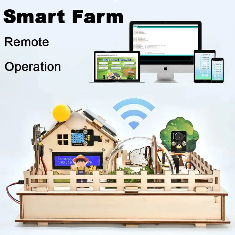 Keyestudio Smart Farm IoT Starter Kit Arduino/ESP32 compatible Scratch 3.0 STEM Educational DIY Kit for Agricultural Programming