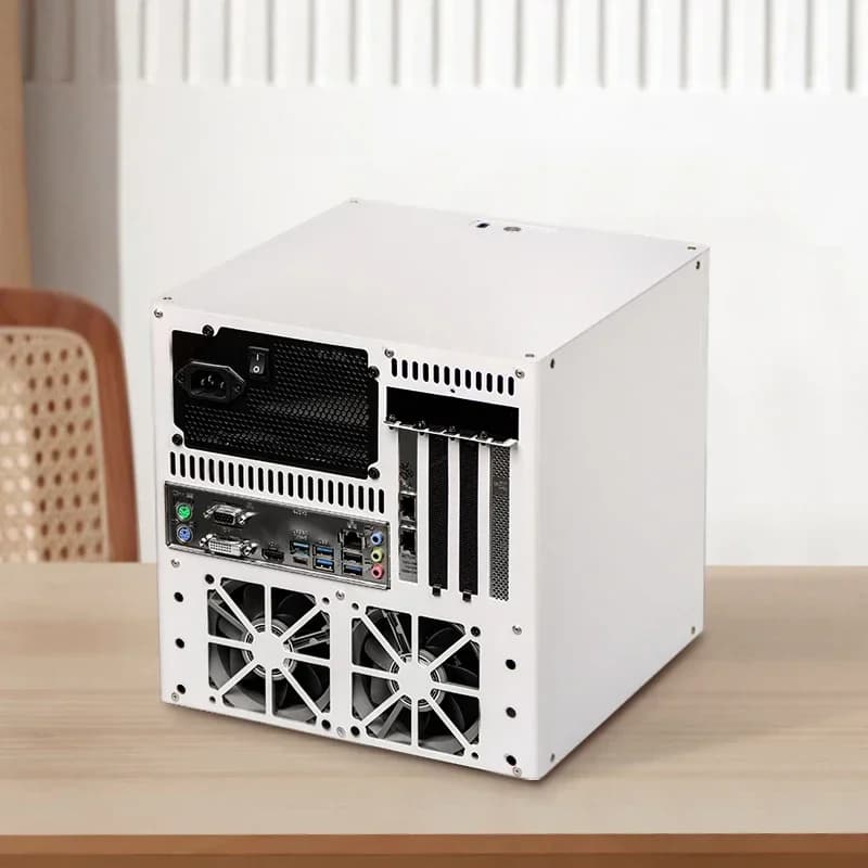 z Per Aurita Telaio NAS a 6 dischi Alimentatore ATX MATX Pcie a tutta altezza Servizio di archiviazione file AIO di gruppo nero