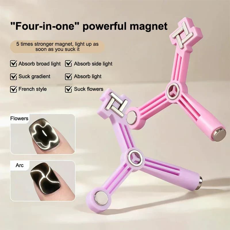 Bastoncino magnetico multifunzionale 4 in 1 a forma di stella a cinque punte per nail art, adatto per smalto gel UV/LED, magnete potente