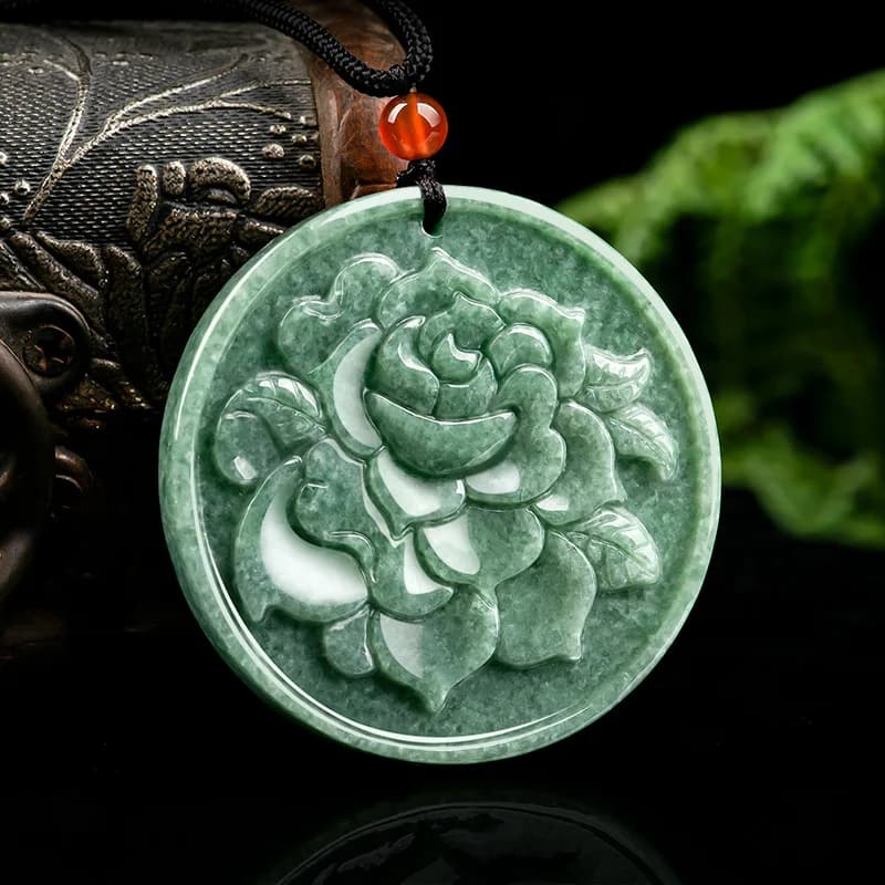 Pure natural material old genuine new grade A high-end jade green pink pendant ice seed flower piece woman jewellery Sihui
