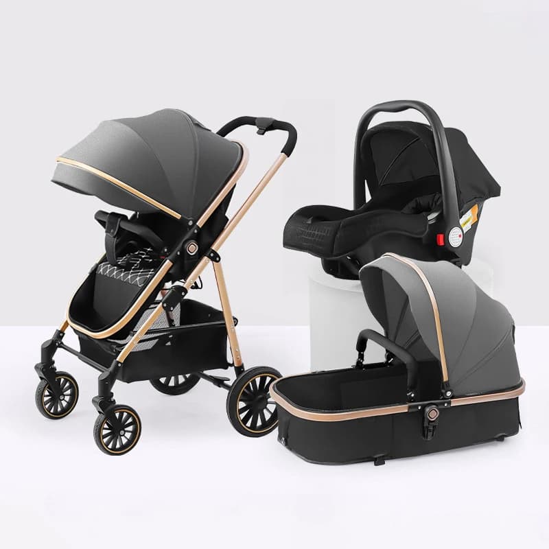 Passeggino High-View Tre-in-Uno: Utilizzabile per Sedersi, Sdraiarsi, Reversibile e per Uscire in Esterni