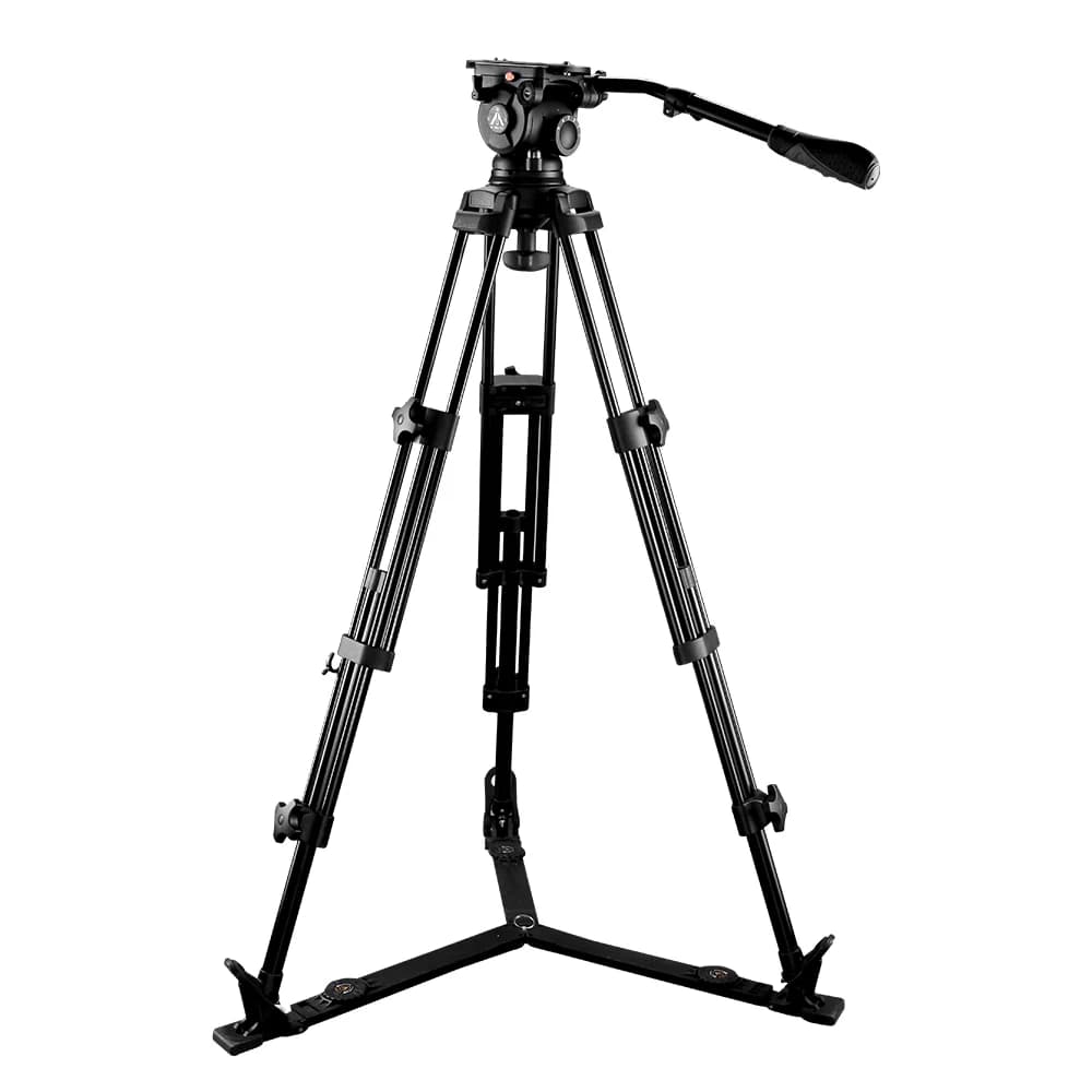 E-IMAGE EI7080AA Treppiede video professionale con ciotola da 100 mm in alluminio a due stadi per videocamere