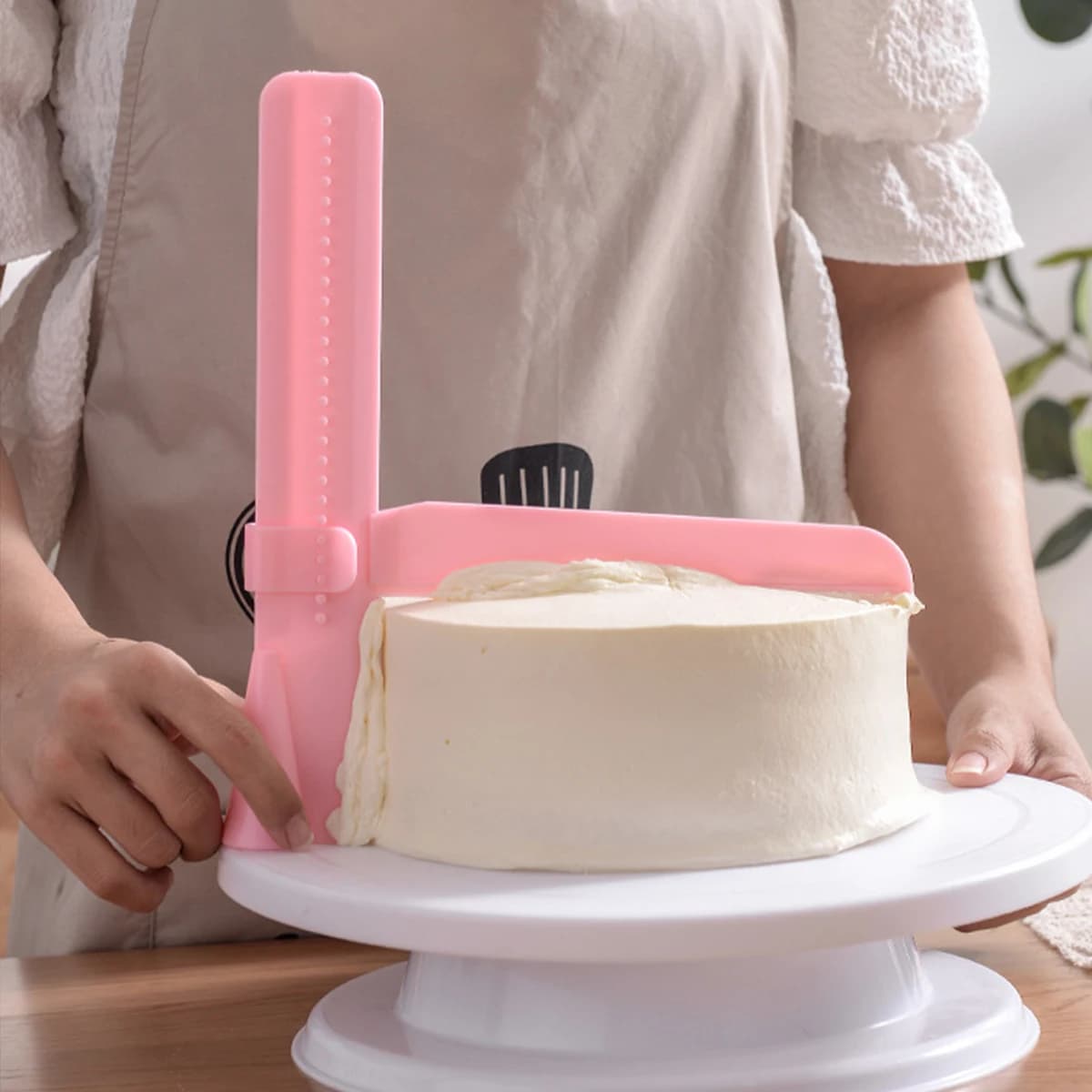 Livellatore per torte in plastica regolabile da 1 pezzo; livellatore ribaltabile per raschietto ad altezza crema; utensili da forno per uso cucina