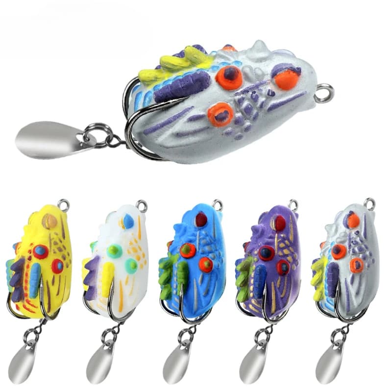 1 pz Mini Rana Esca Morbida 3.5 cm/5.4g Esche Artificiali Lucido Doppio Gancio Esca di Pesca Bionica Pesce Nero Imitazione Tuono Rana richiamo
