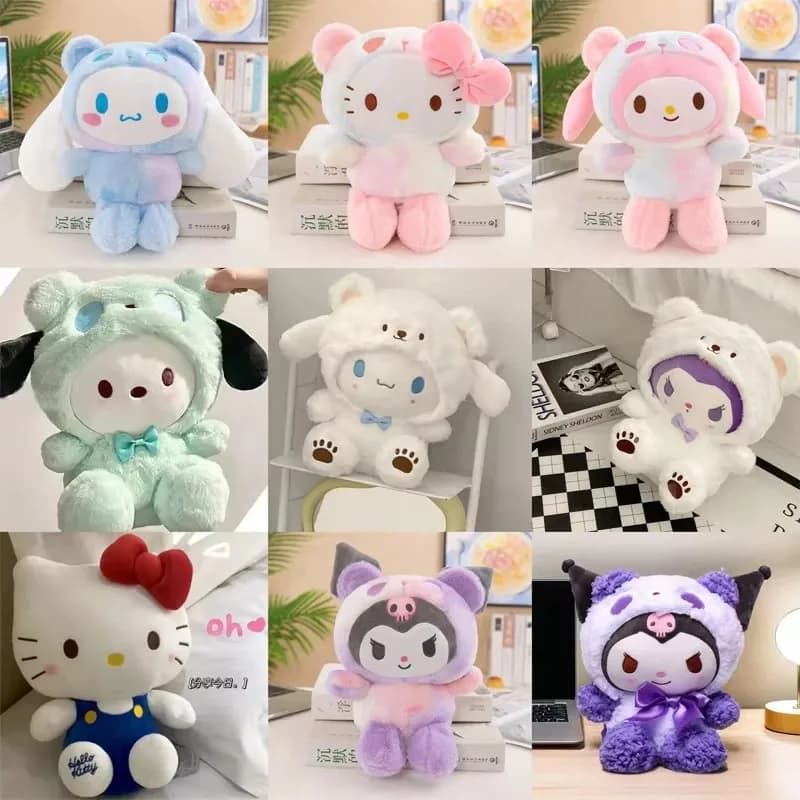 NEW-- Sanrio Anime Kuromi 25Cm Toys, Kawaii Mymelody Cinnamorol Plush, Soft Dolls Padded, Plush Cushions, Christmas Gift, Decoration! !