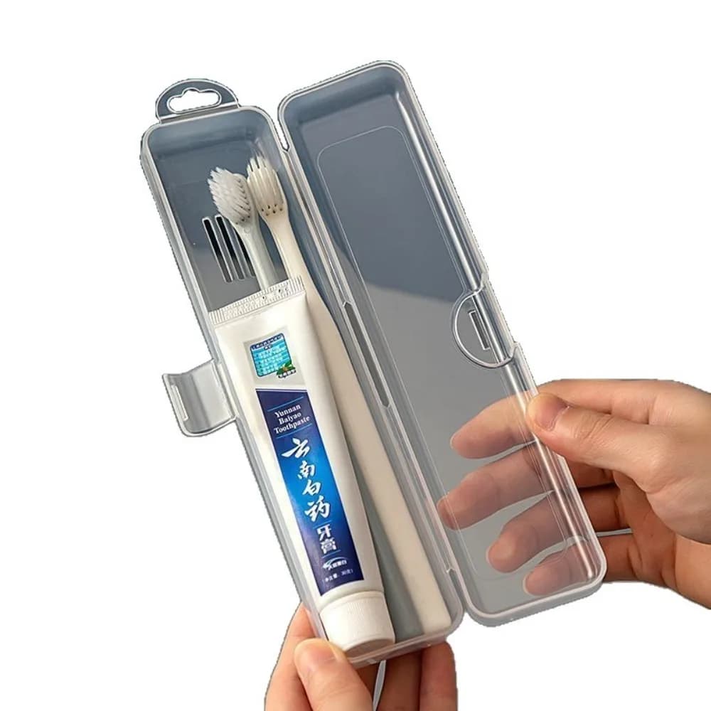 Portaspazzolino in plastica trasparente - Contenitore portatile da viaggio per dentifricio e organizer per bagno e casa