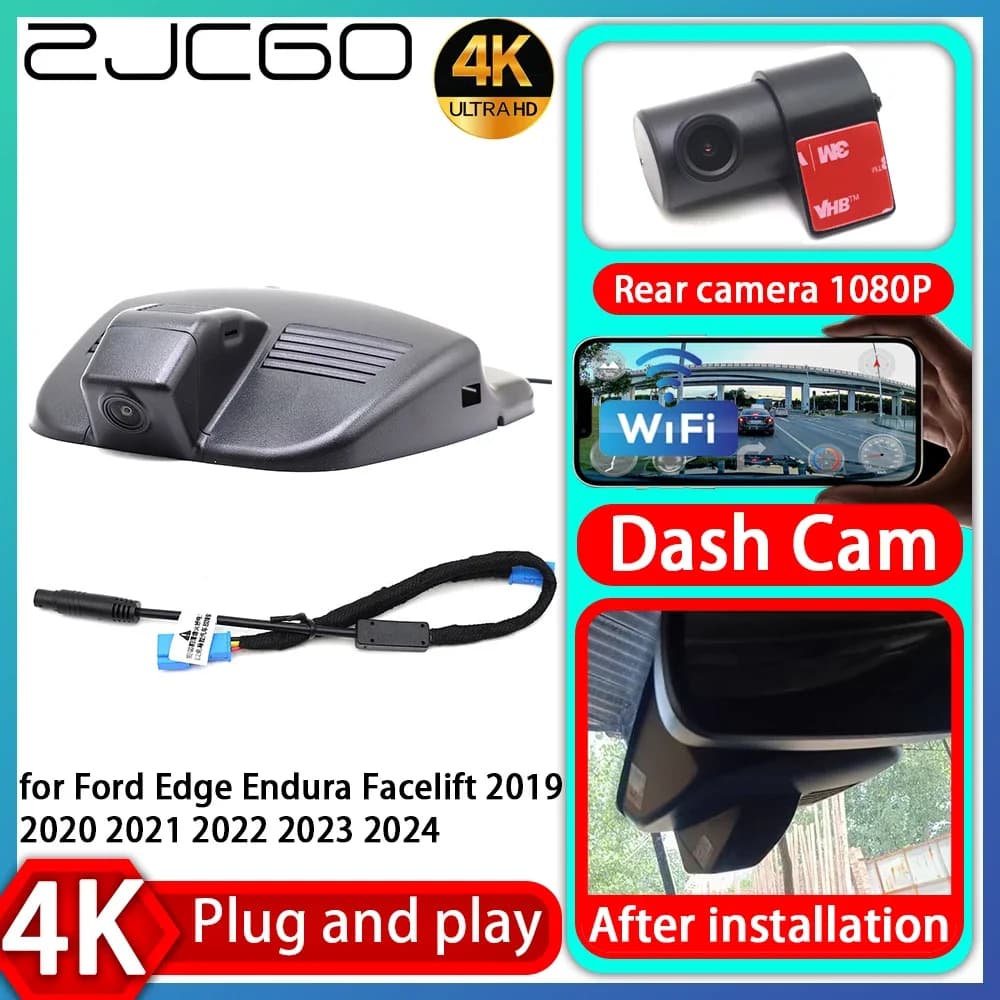 ZJCGO UHD 4K 2160P DVR Plug and Play Camera for Auto, Video Recorder for Ford Edge Endura Facelift 2019 2020 2021 2022 2023 2024