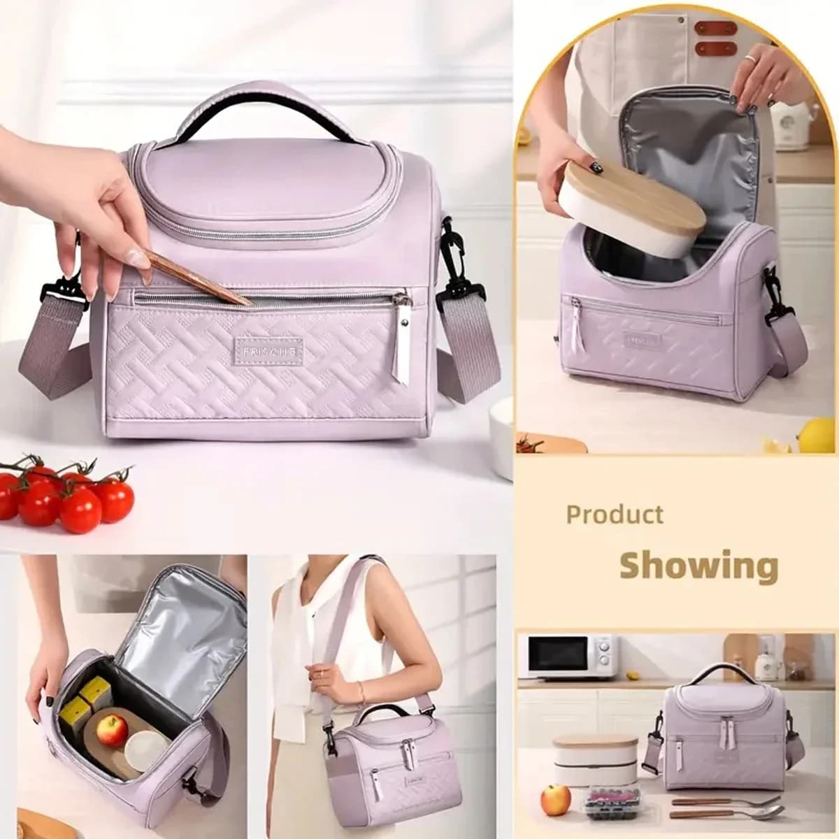 Borsa da pranzo portatile Scatola termica per alimenti Scatola da pranzo resistente e impermeabile per ufficio con tracolla Borsa da picnic per coppie unisex