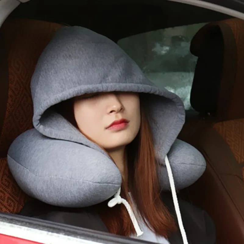 Cuscini da viaggio per la casa con cappuccio a forma di U Seggiolini per auto Cuscini per aerei da ufficio Cuscini per il collo Cuscini per dormire leggeri Nuovi modelli popolari