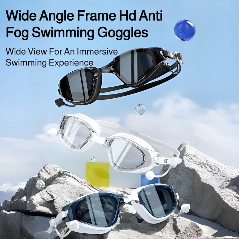 High-definition waterproof swimming glasses, with large frame, swim caps for men and women