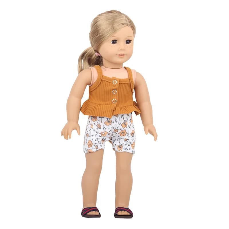 Born New Baby Doll Clothes Accessories Fit 18 inch 43cm Orange suspenders and white shorts For Baby Birthday Festival Gift