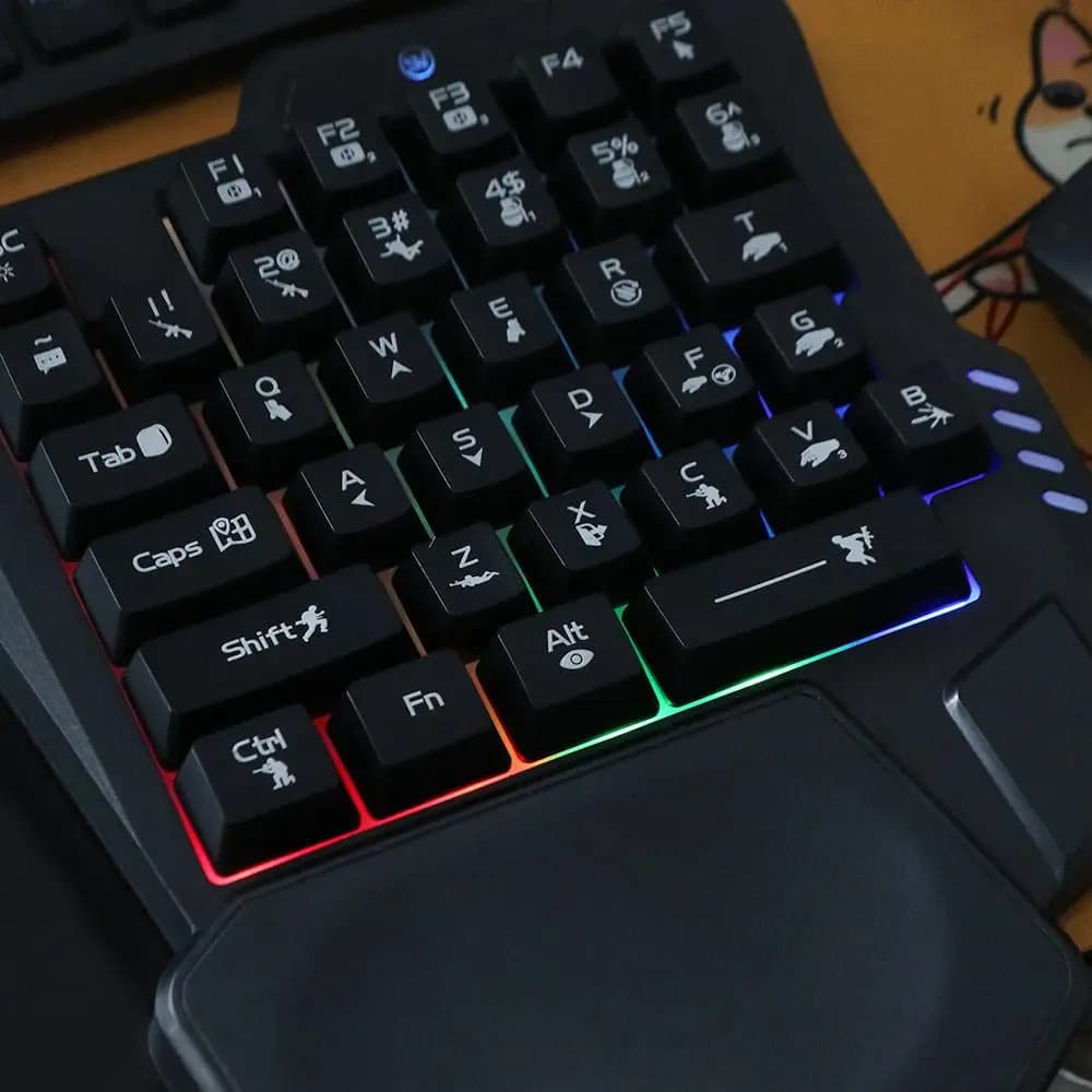 USB Single Hand Keyboard Ultra-slim Luminous One Handedly Keyboard Wired 35 Keys Gaming Mechanical Keyboard Laptop