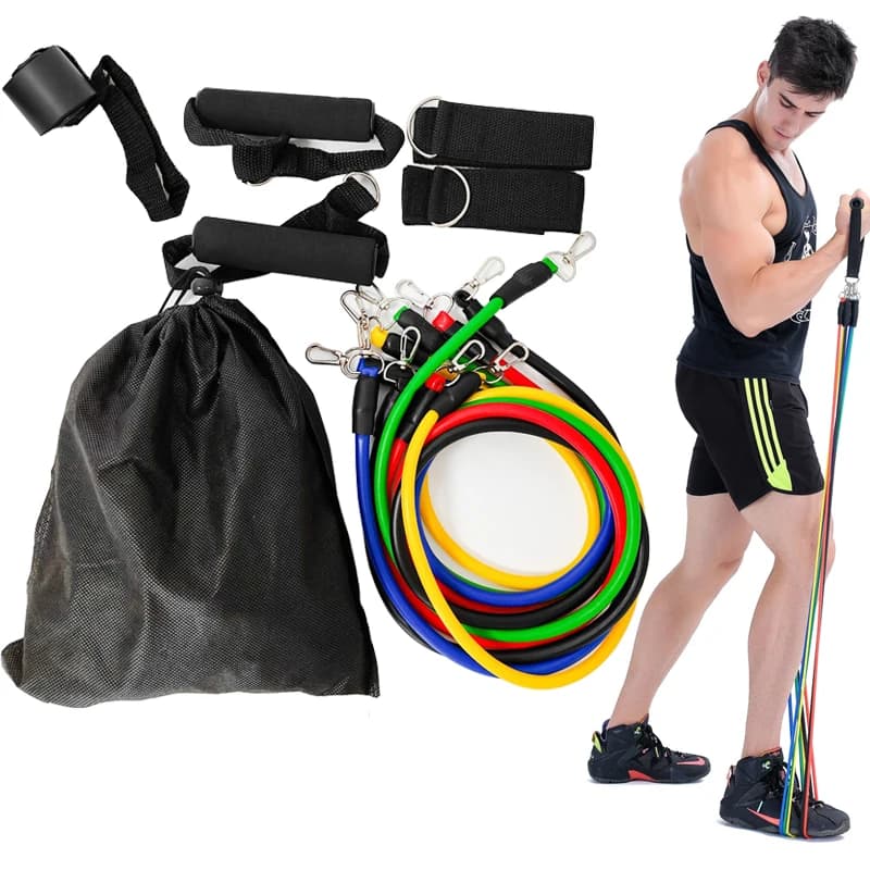 Set of 11-piece 100/150LB resistance bands, portable fitness equipment, strength training bands for home gym, workout range