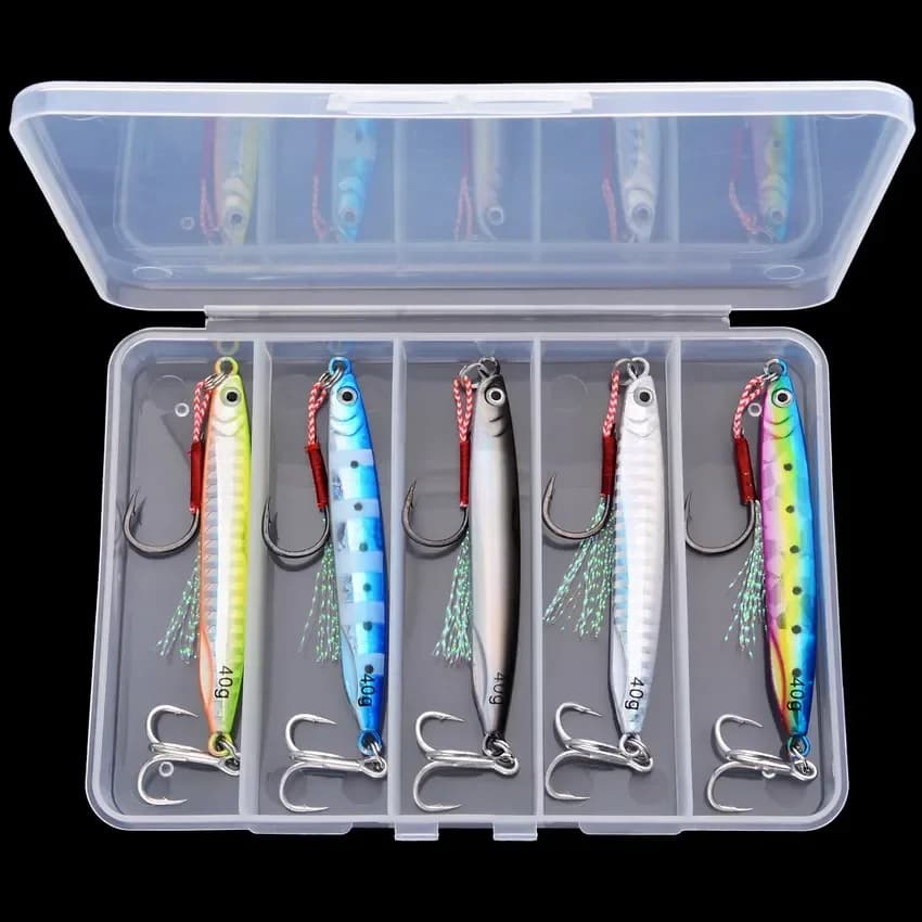 5 Pz/scan Long Metal Cast Jig Ganci 7g-40g Shore Drag Casting Jigging Fish Spigola Fishing Recall Artificial baits Face