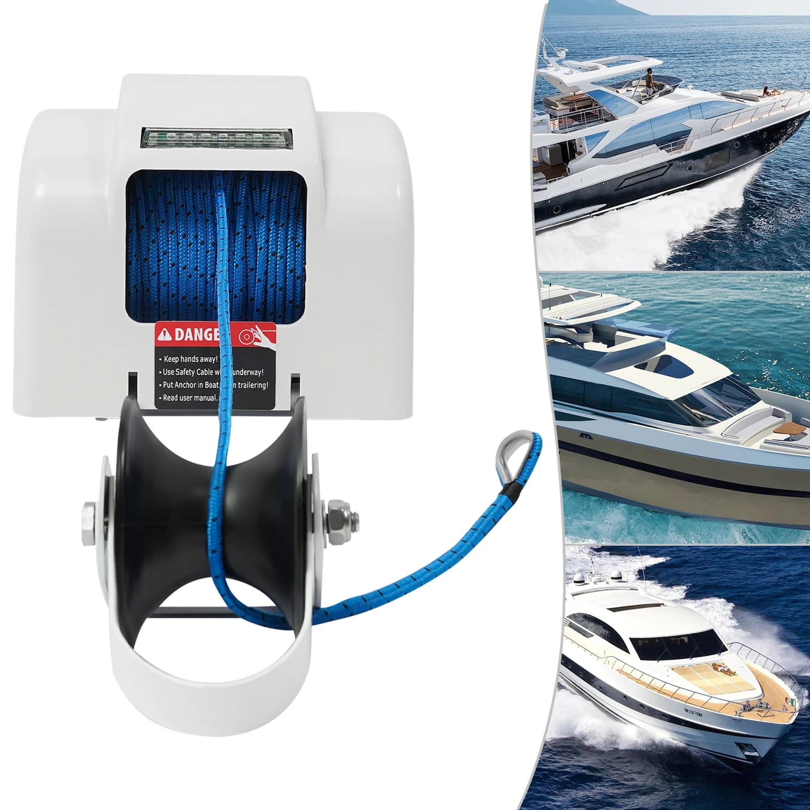 Verricello Elettrico per Ancora 12V 45lbs per Barche da Pesca e Motoscafi, Kit con Telecomando per Piccole Imbarcazioni da Diporto 7.3m