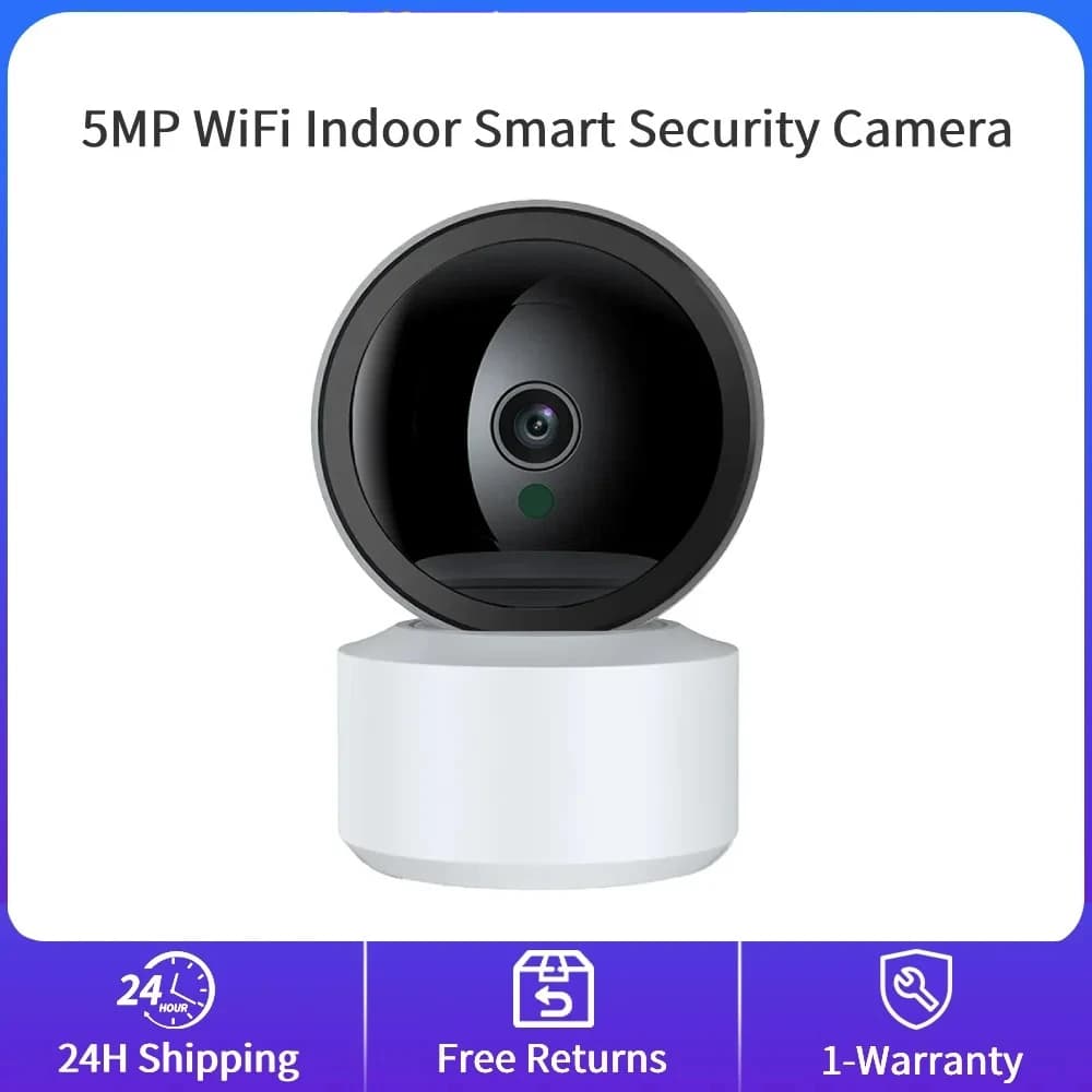 Telecamera di Sicurezza Intelligente WiFi 5MP per Interni, Monitor per Bambini, Telecamera per Cani, Zoom 4.0X, Visione Notturna a Infrarossi a Lunga Distanza, App O-Kam