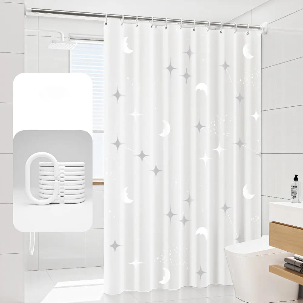 Tenda da Doccia Moderna in EVA Impermeabile, Antimuffa, Traslucida, con Ganci, Tenda Spessa per Bagno e Toilette