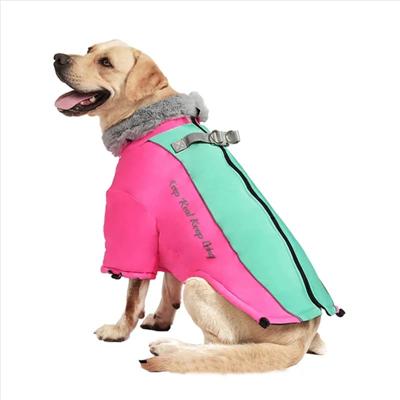 BOFO Piumino per animali domestici con collo in pelliccia grande per cani di taglia media Abbigliamento impermeabile per cani di taglia grande Abbigliamento invernale per cappotti Golden Retriever
