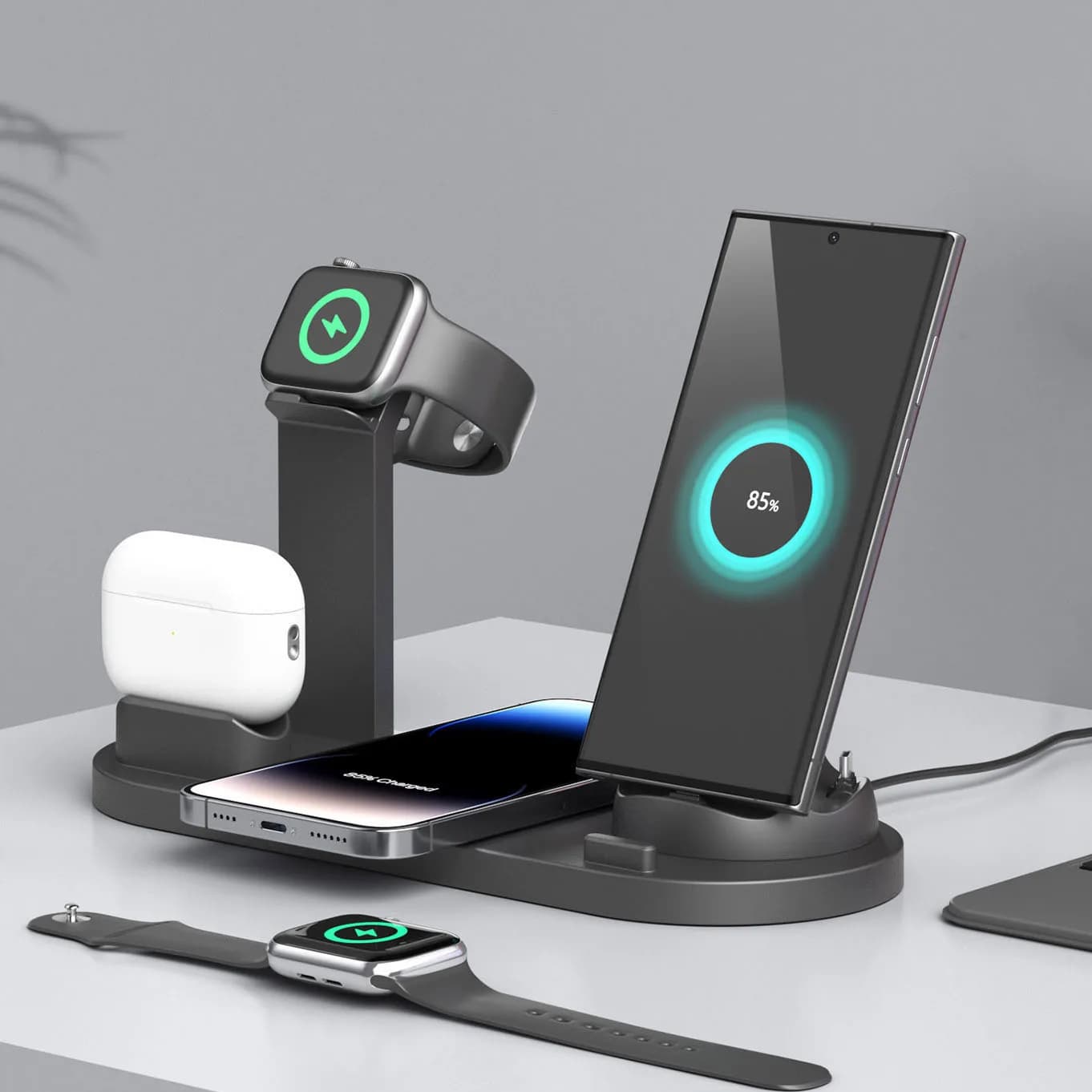 7 in 1 Wireless Chargers Stand Pad For iPhone 16 15 14 13 Pro Max for IWatch Airpods Pro iWatch 8 7 Charging Station