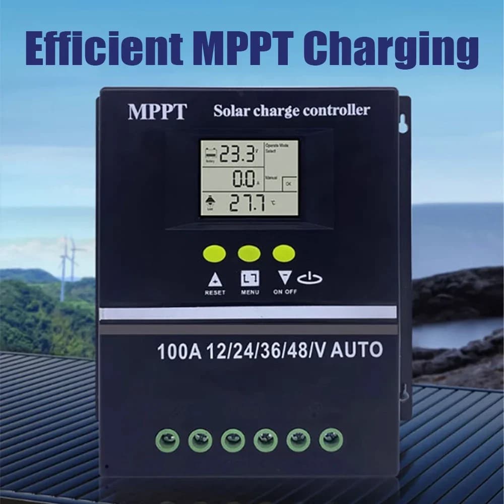 Regolatore di Carica Solare MPPT 100A per Batterie 12V/24V/36V/48V Auto RV Acido Litio con Display LCD e Doppia USB - Regolatore Intelligente