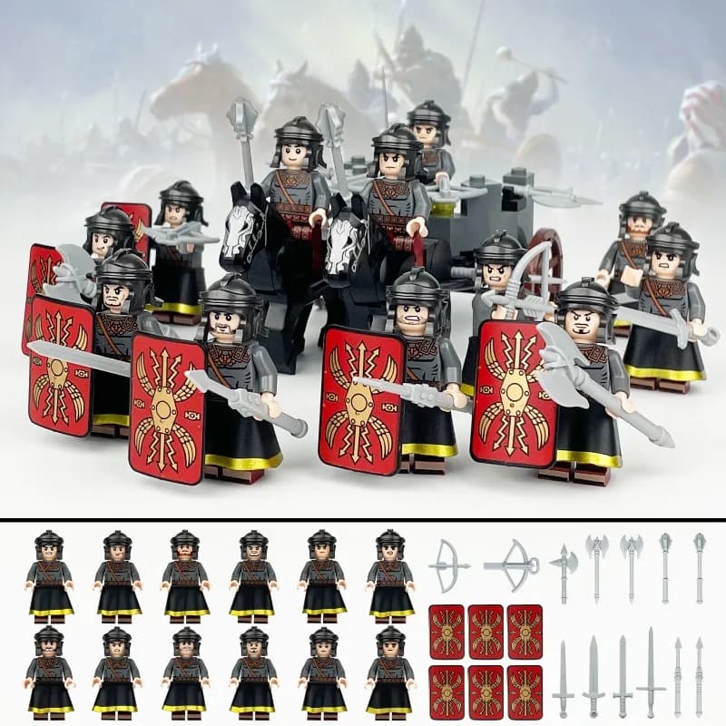 Mini Blocchi da Costruzione Cavalieri Medievali, Esercito Militare, Minidoll Soldati Antichi, Kit Modello Fai-da-Te, Set Regalo per Adolescenti e Adulti