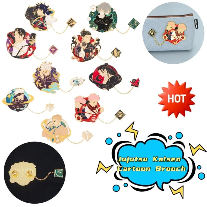 Accessori Anime Jujutsu Kaisen, Simpatici Badge Cartoon di Megumi Fushiguro e Satoru Gojo, Decorazioni Versatili per Zaini