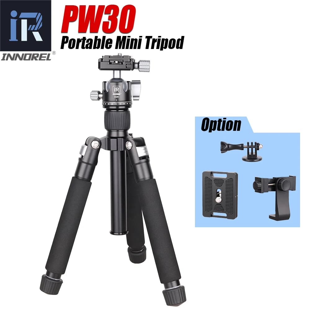 INNOREL PW30 Mini treppiede treppiede da tavolo portatile in alluminio per videocamera DSLR carico del telefono cellulare 10 kg D28 testa a sfera panoramica