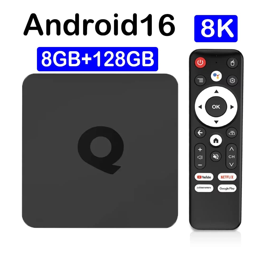 YOZHIXU TV Box Smart Q1 Android 16 Assistente Google Bluetooth 6.0 Dual Wifi 5G 8K Video 8GB 128GB Lettore multimediale Set Top Box Veloce