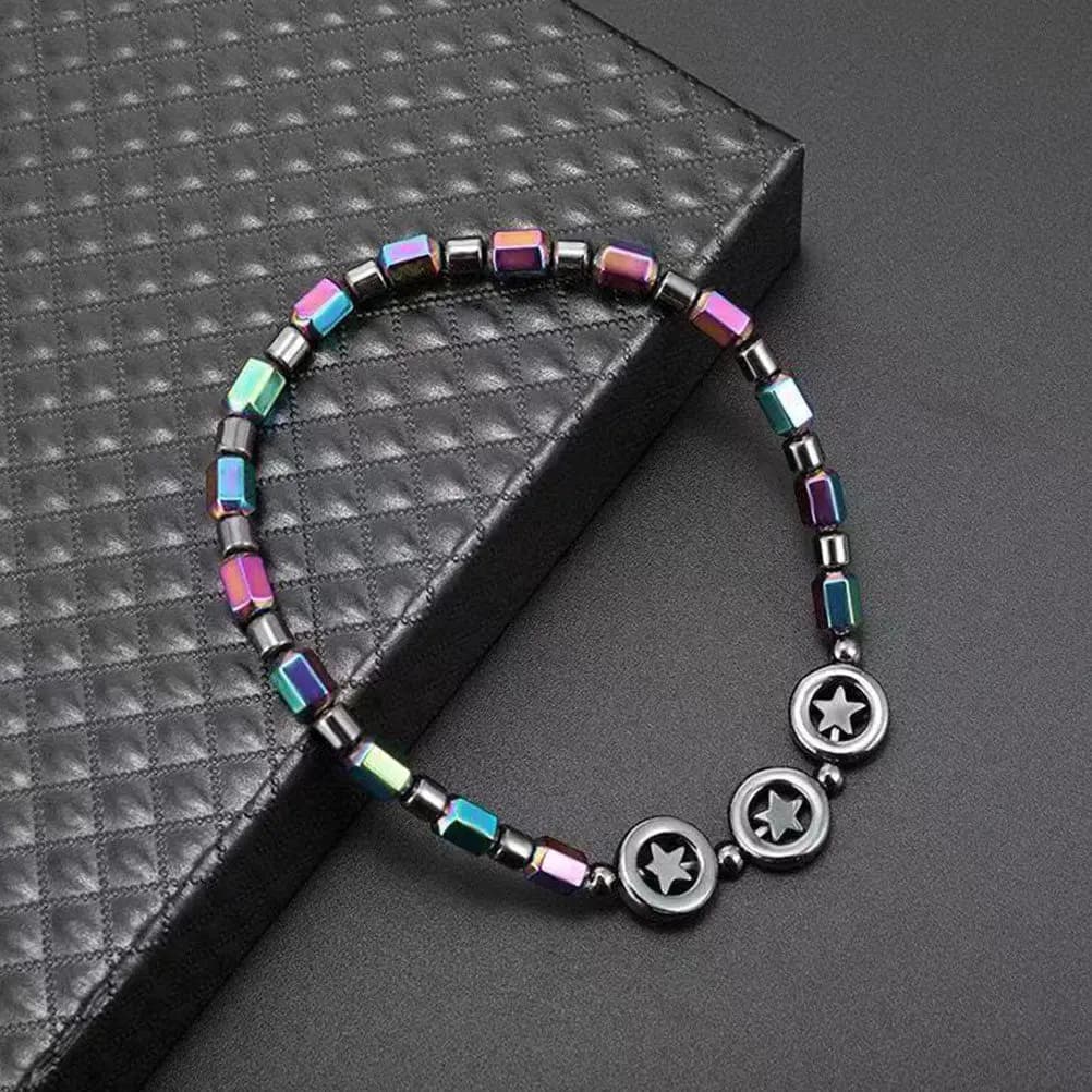 Set di 3 Cavigliere Magnetiche Terapeutiche con Perline di Ematite, Stella a Cinque Punte, per Alleviare il Dolore e Supportare le Articolazioni