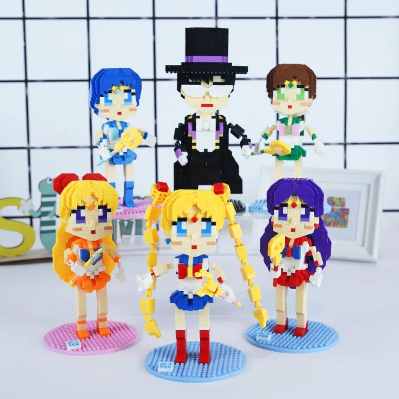 Giocattoli Anime per Bambini, Blocchi Sailor Moon, Micro Diamond Sailor Moon, Mattoncini da Costruzione 3D, Giocattolo Educativo Fai-da-Te