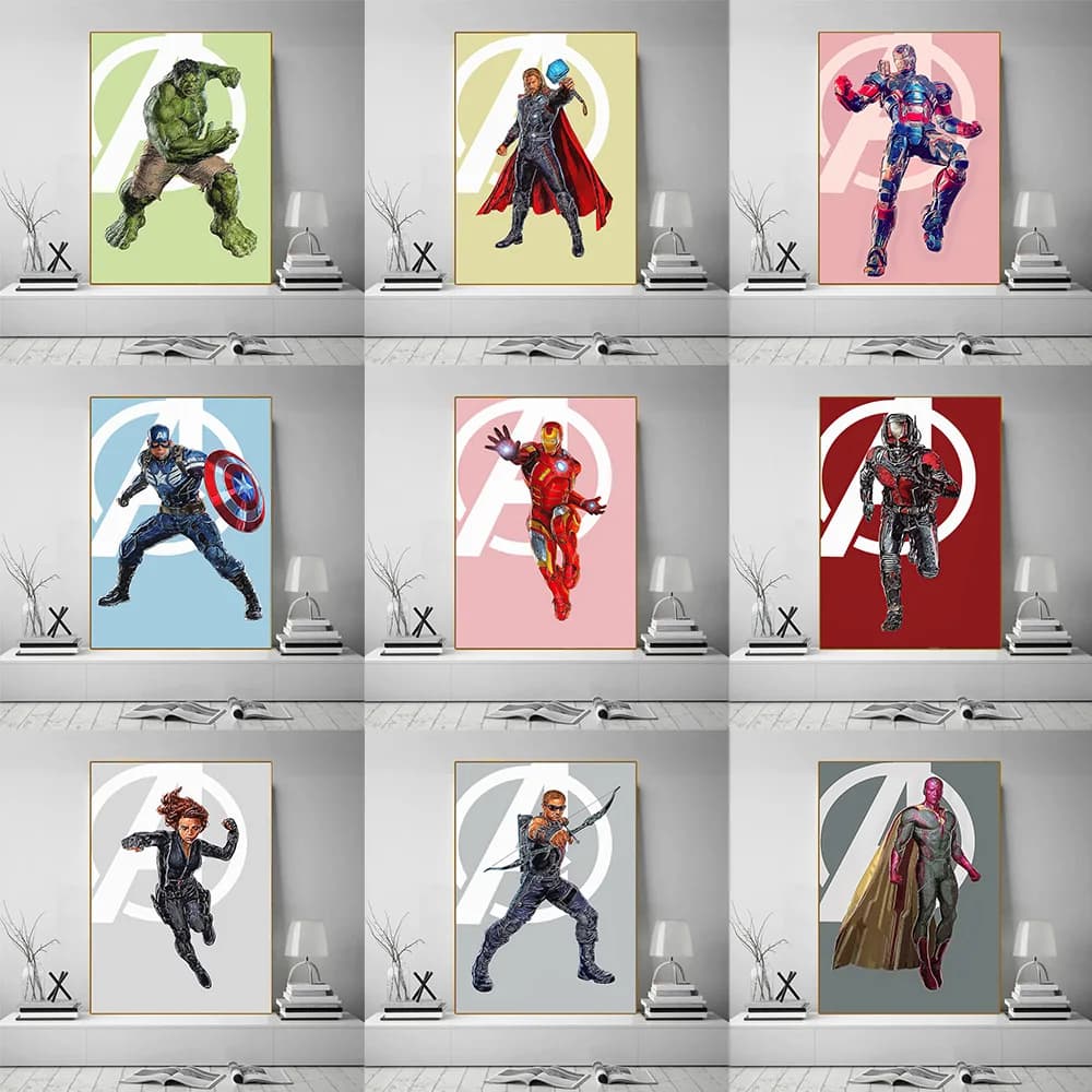 Poster Artistico dei Supereroi Marvel Avengers, Murale in Diamante per Soggiorno e Camera da Letto, Stampa su Diamante, Regalo