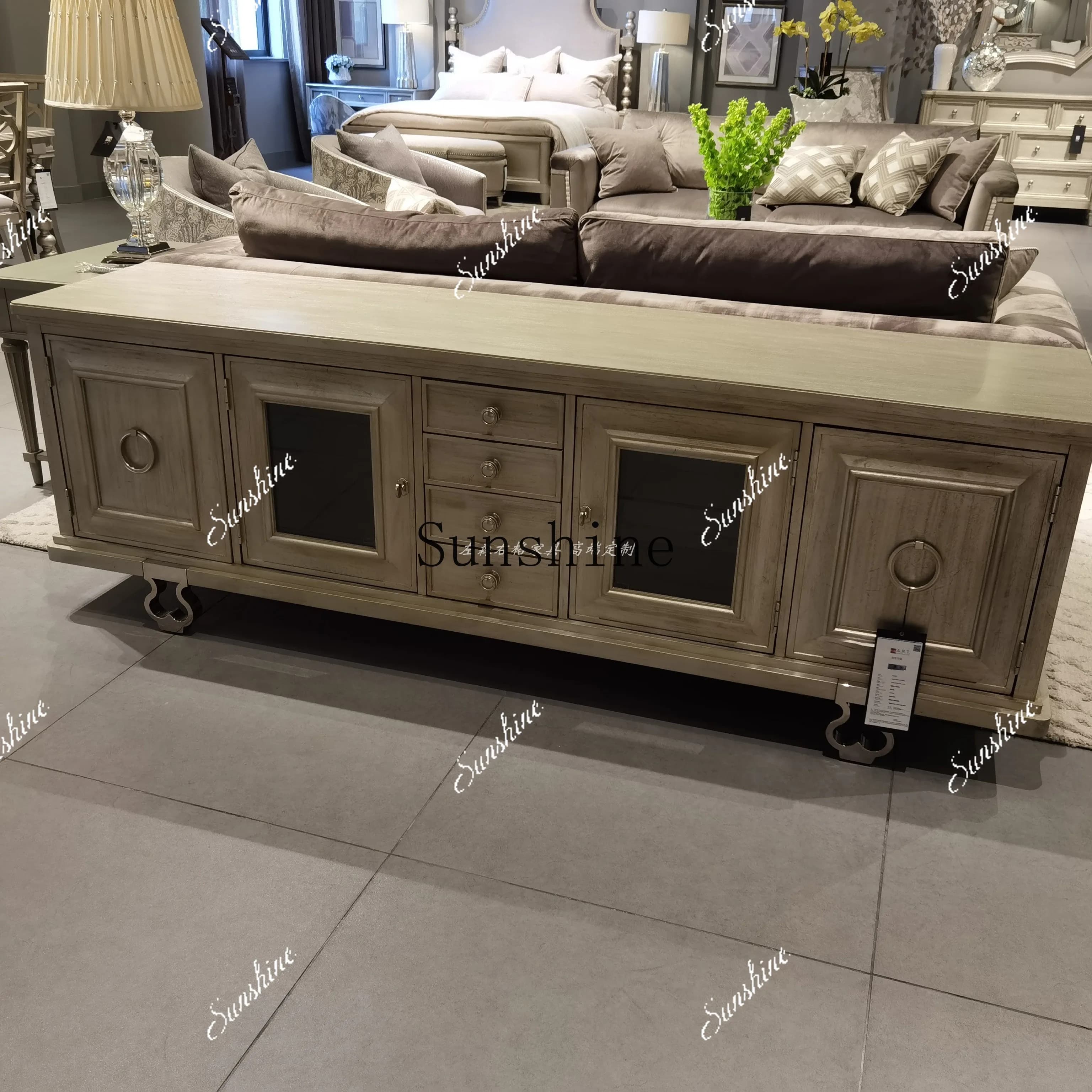 Mobili Americani con incisione in legno massello, proiettore laser di lusso leggero, personalizzazione del mobile TV FT