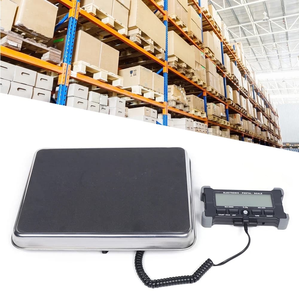 Bilancia Digitale per Spedizioni e Posta, 200 kg/50g, Bilancia per Pacchi di Piccole Imprese e Bagagli, Batteria e Ricarica per Casa