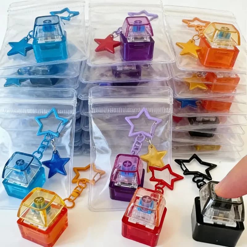 Portachiavi Meccanico Portatile a Forma di Pentagramma con Pulsante Clickable, Giocattolo Antistress per Alleviare Ansia e Stress, Regalo