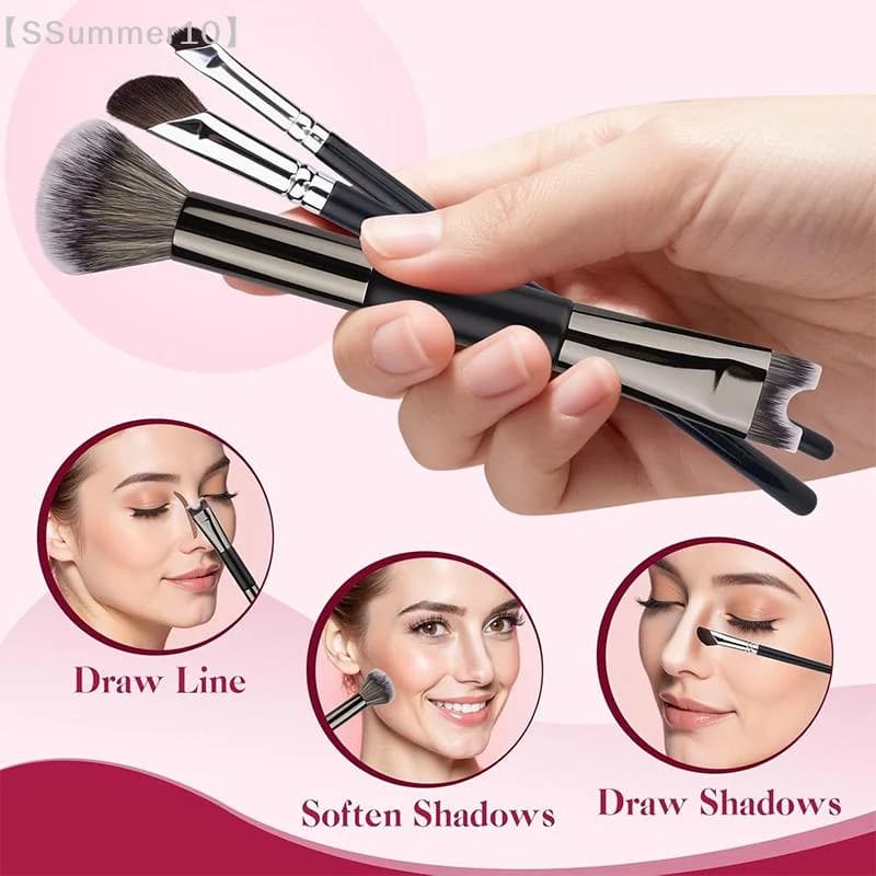 【SSummer10】Set di pennelli per il trucco del contorno del naso a forma di U con doppia testa - Pennello per ombretto e viso per uno strumento di modellamento preciso【SS】