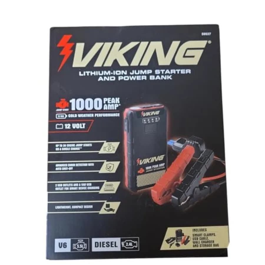 Avviatore di Emergenza e Power Bank a Ioni di Litio da 1000 Amp di Picco per Uso Automobilistico, Nero, Compatto e Multifunzione
