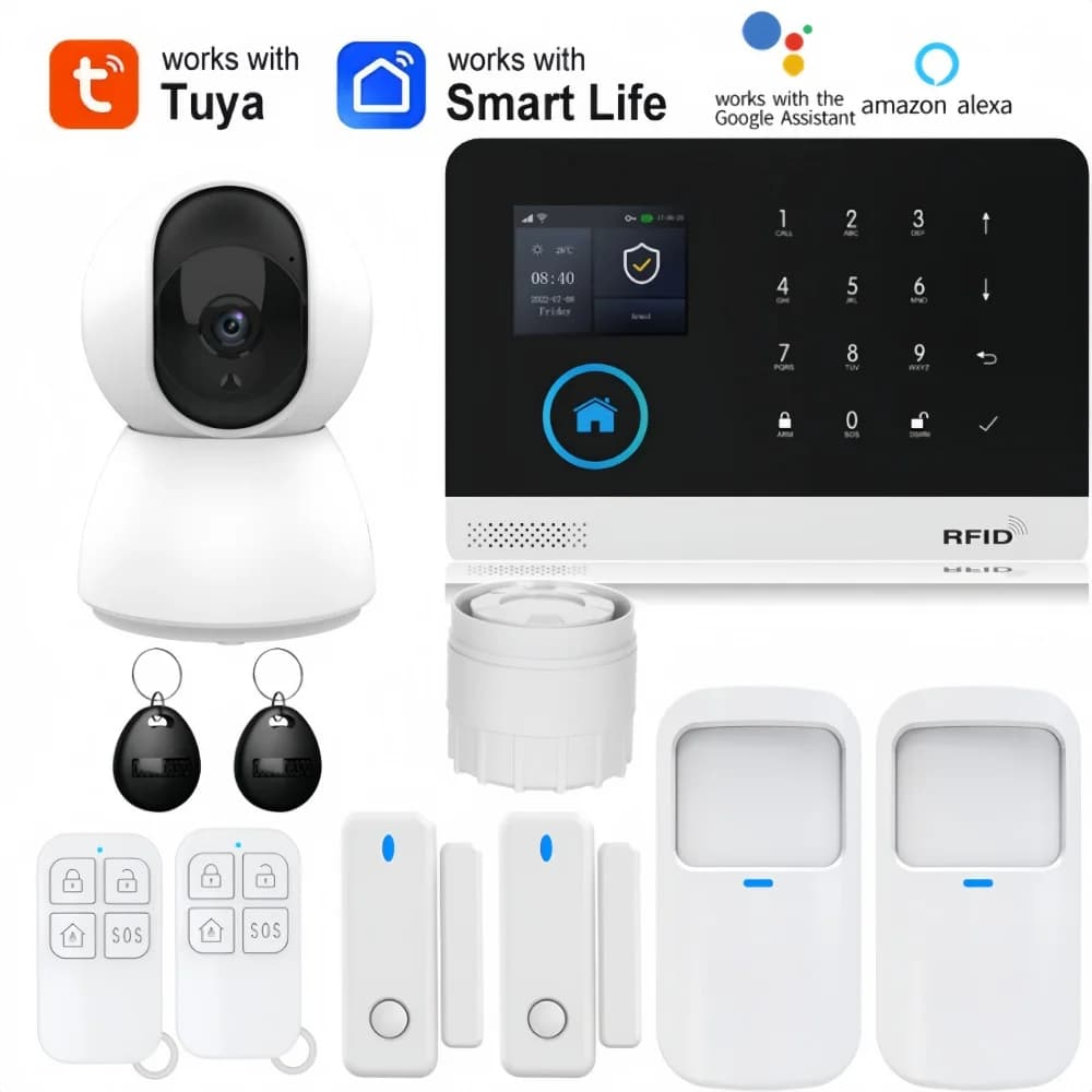 Sistema di Allarme Smart Tuya GSM WiFi per Casa, Sicurezza Wireless, Controllo tramite App Smart Life, Compatibile con Alexa