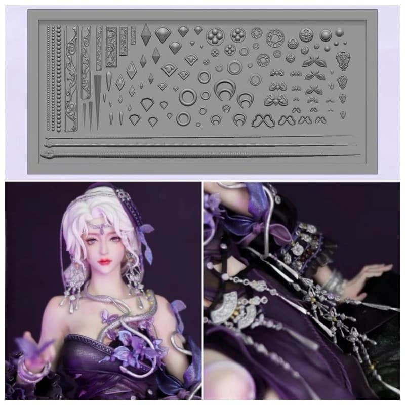 Snake/Bead Chain Shape Silicone Mold for Polymer Soft Clay DIY Anime Doll Jewelry Accessories Figurine Decor Craft Making Tools