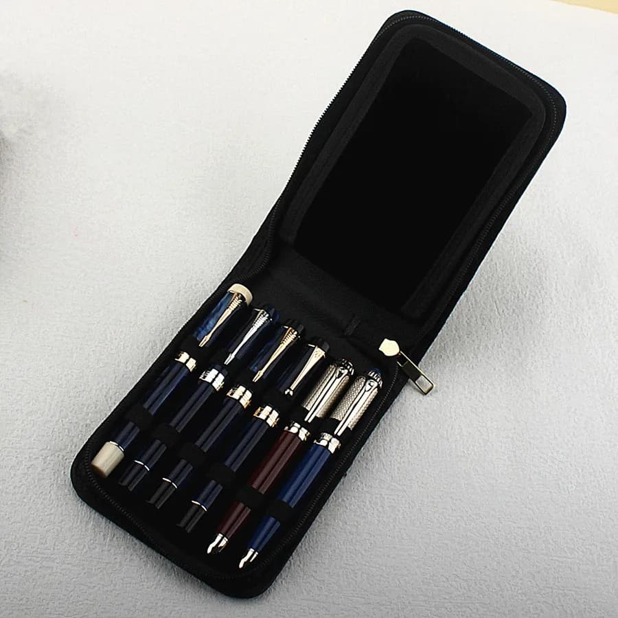 Astuccio per Penne Stilografiche Marrone, Portapenne in Pelle PU per 12 Penne