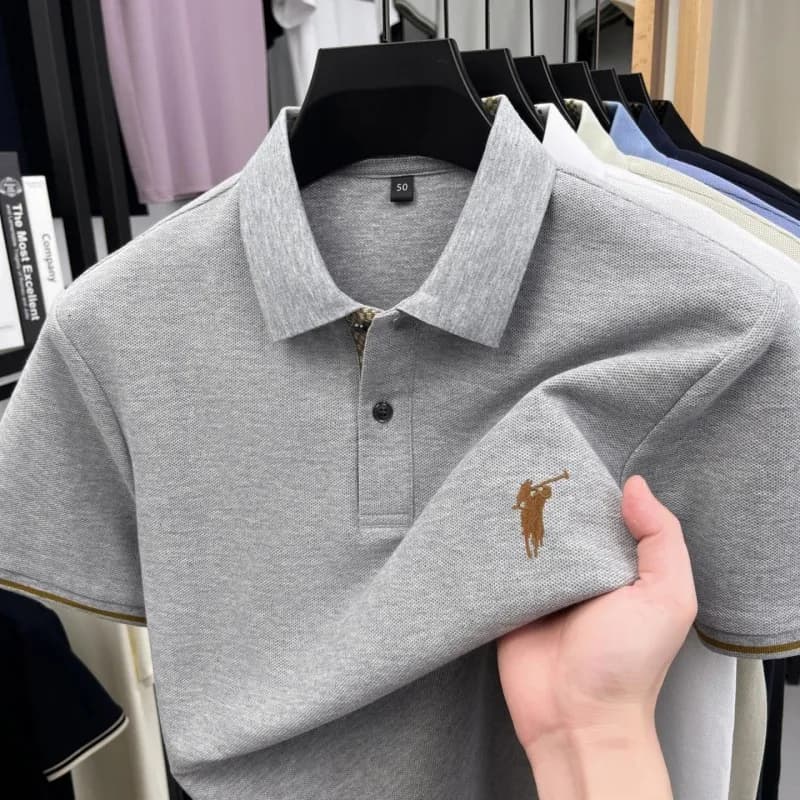Polo a maniche corte 100% cotone puro di alta gamma con logo Paul Pony ricamato T-shirt da uomo estiva casual comoda per il business