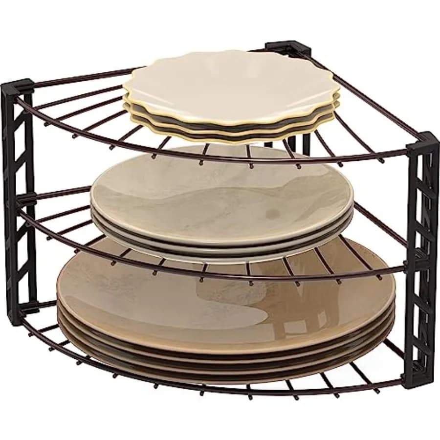 3-Tier Counter Corner Shelf Organizer, Bronze